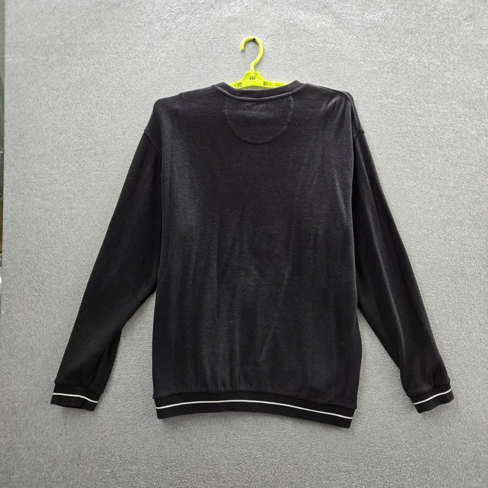 Chaps Ralph Lauren Men Sweater L/G Black Zipper Long Sleeve Logo
